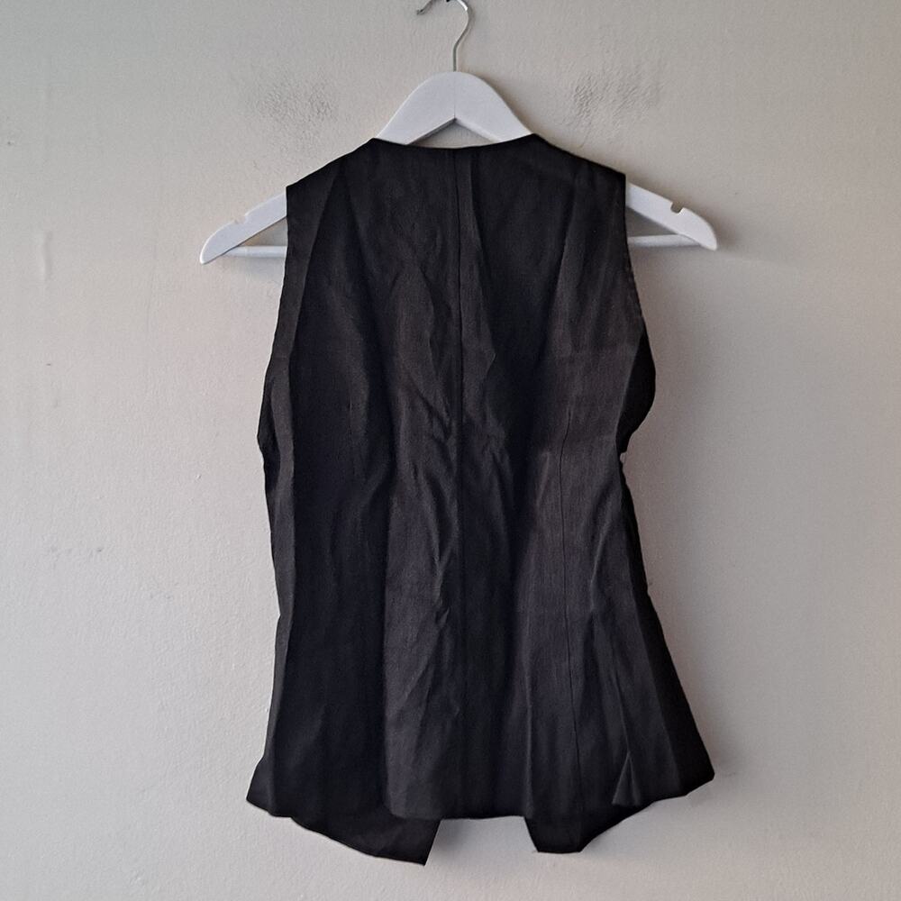 Massimo Dutti Single Breasted Waistcoat Linen Sleeveless Jacket Black Womens S - Picture 5 of 11